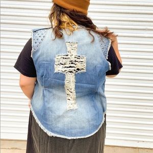 Set of two Distressed Denim Vests
